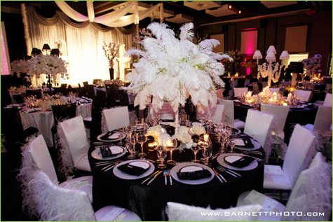 glamorous black and white weddings receptions
